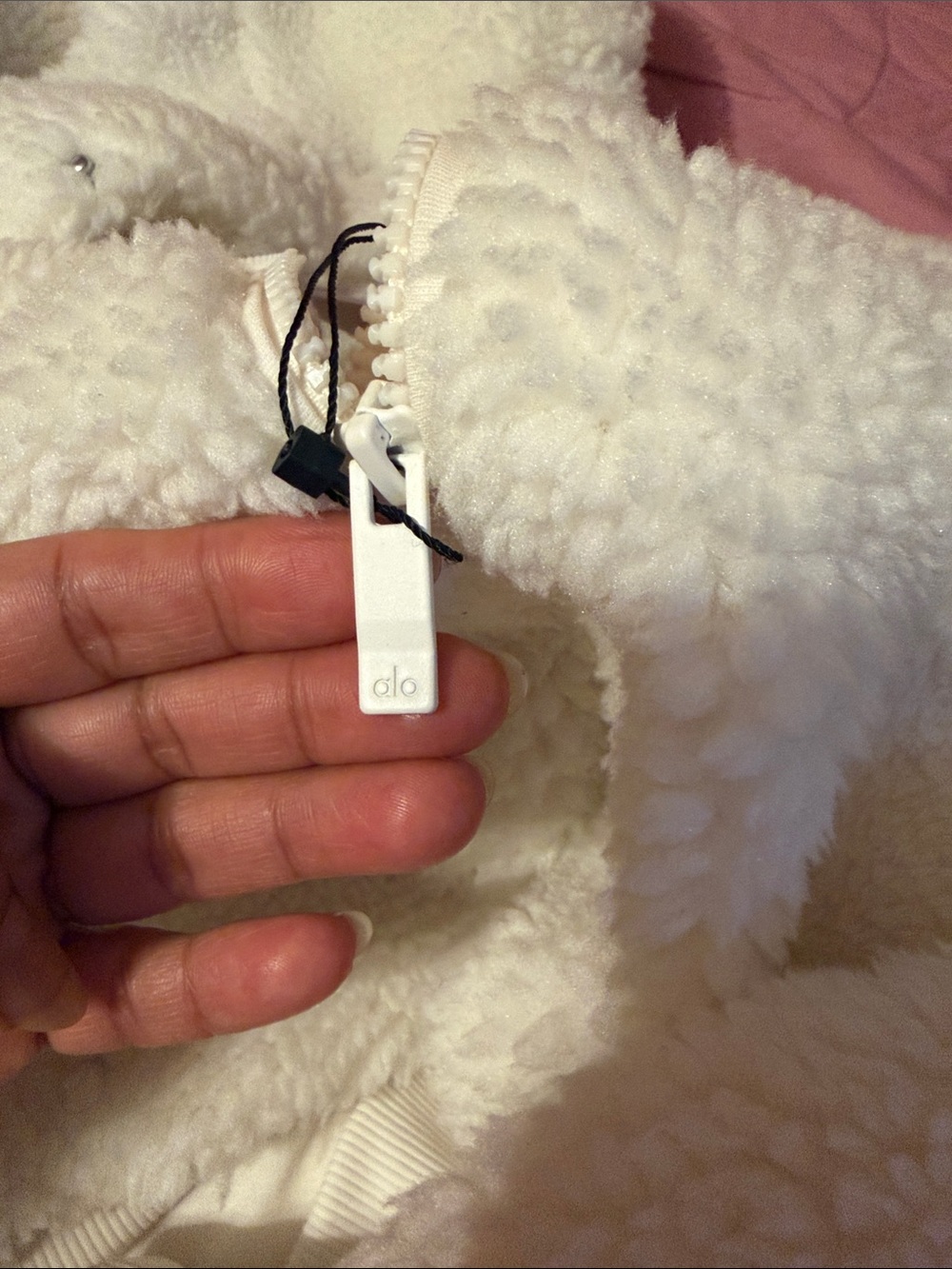 ALO Yoga Cream Sherpa Hoodie Jacket - Picture 3 of 6